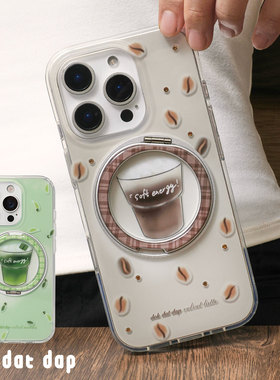 dokdatdap咖啡抹茶原创iphone苹果16promax手机壳新款个性可爱简约支架适用苹果15promax保护壳防摔iphone14