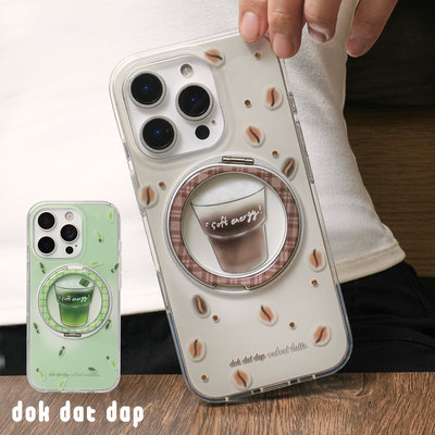 dokdatdap咖啡抹茶原创iphone苹果16promax手机壳新款个性可爱简约支架适用苹果15promax保护壳防摔iphone14