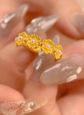 洛可可繁花镀金色古法仿真戒指