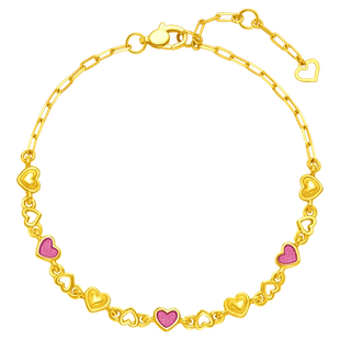 周大福SOINLOVE「宝藏女孩」爱心满心黄金足金手链情人节礼物