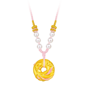 周大福SOINLOVE蜜粉金十里红妆锦鲤平安扣黄金项链情人节礼物