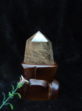 晶山角商城天然钛晶柱 发晶柱 水晶簇摆件130*60*30mm净高80mm