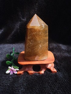 已卖出 天然金发晶水晶柱 水晶簇摆件105×40×26mm净高75mm