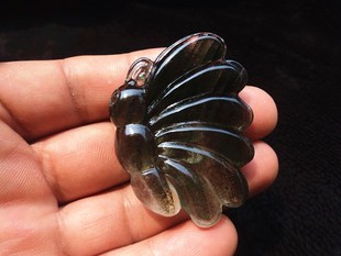 晶山角商城天然绿幽灵水美丽蝴蝶晶吊坠54*40*13mm31.1g