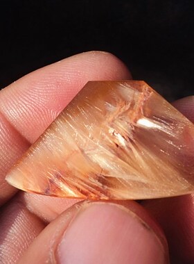 晶山角商城天然钛晶金发晶无事牌吊坠挂件 22×38×7mm 7.7g