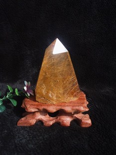 晶山角商城天然钛晶柱 发晶柱 水晶簇摆件95*50mm净高70mm