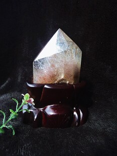 发晶柱 40mm 水晶柱 净高90mm 摆件120 晶山角天然钛晶柱