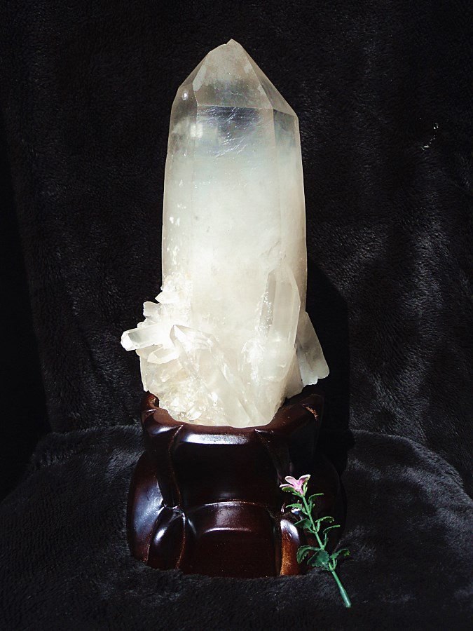 晶山角天然白水晶簇 白水晶柱（原石）320*90MM3.8kg 净高255mm