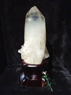 晶山角天然白水晶簇 白水晶柱（原石）320*90MM3.8kg 净高255mm