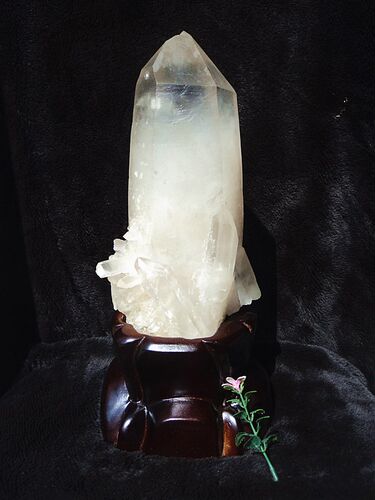 晶山角天然白水晶簇 白水晶柱（原石）320*90MM3.8kg 净高255mm