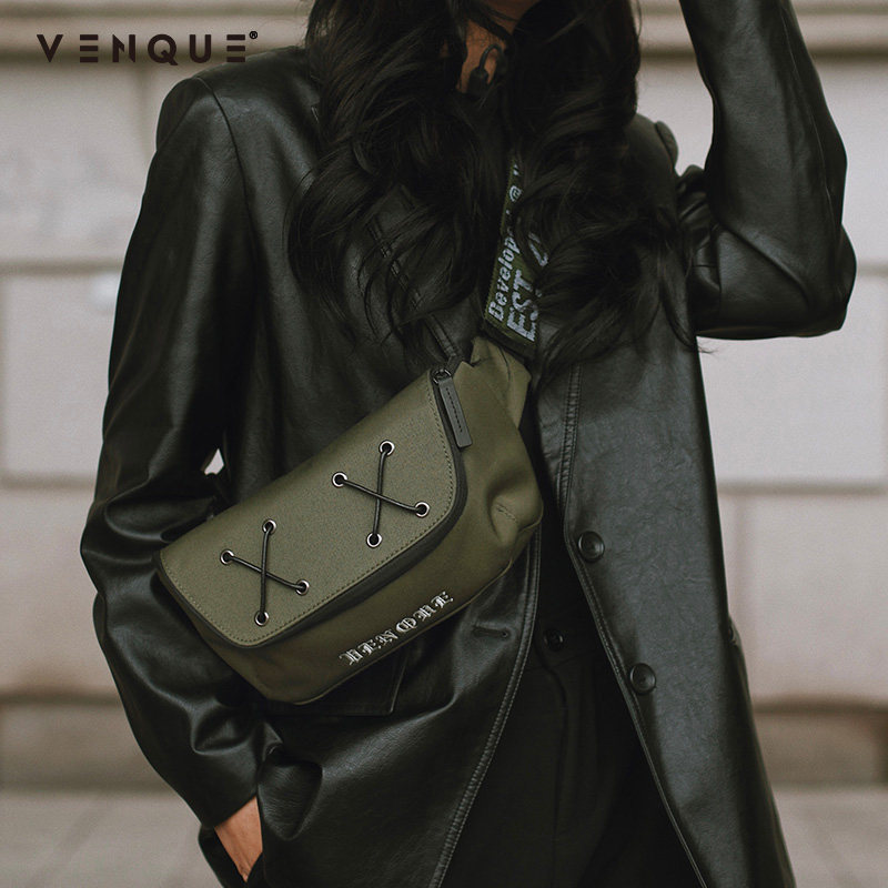 venque范克潮牌斜挎包男胸包女工装包包单肩包高级感挎包男士腰包