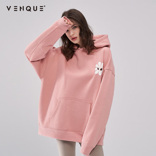 加拿大VENQUE潮牌粉色卫衣