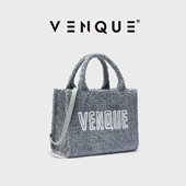 加拿大VENQUE范克秋冬新款 毛绒托特包单肩斜挎通勤包包羊羔毛女包