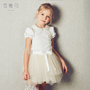 t恤2020新款 夏季 女童短袖 雪雅可童装 纯棉儿童公主中大童宝宝上衣