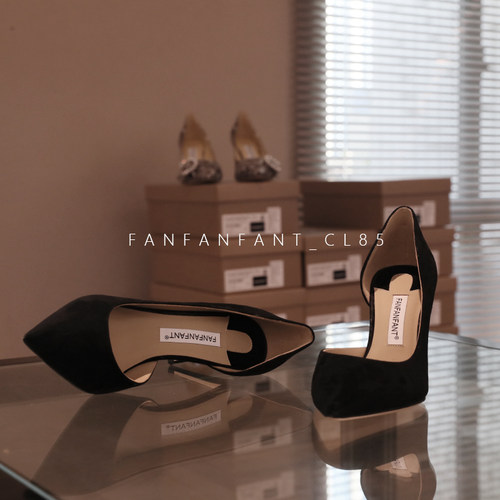 fanfanfant高跟鞋性感麂皮工作鞋