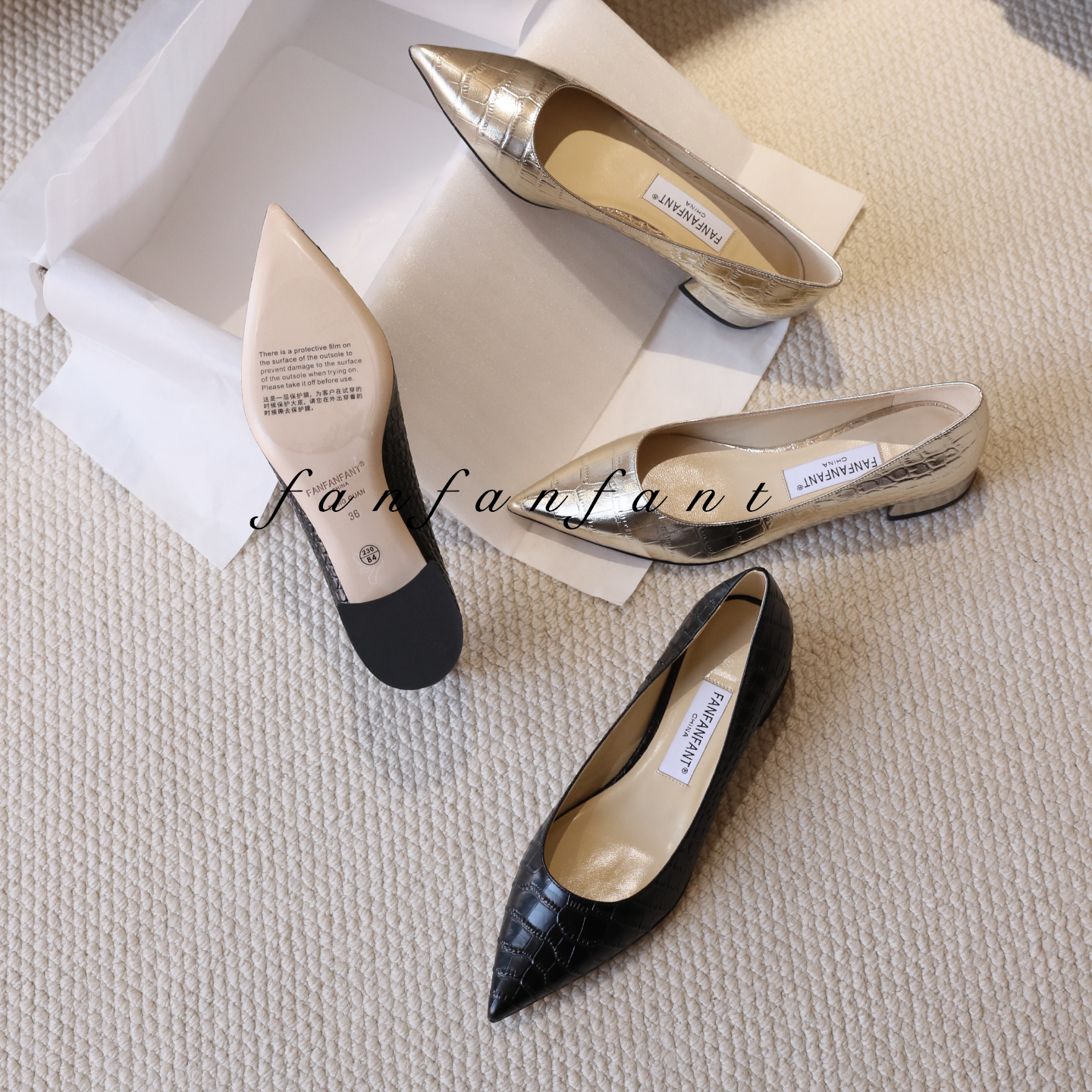 fanfanfant鳄鱼纹牛皮工作鞋