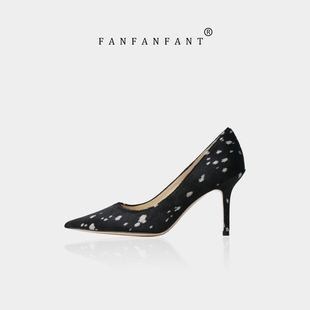 版 LOVE85细跟尖头工作鞋 型超正 8.5CM胎牛毛高跟鞋 如履平地