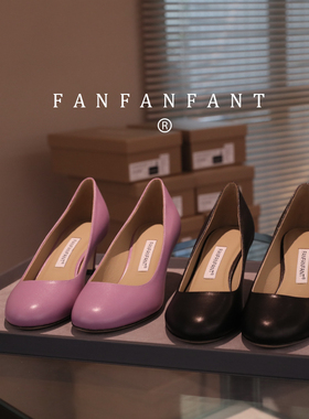 fanfanfant CL55A圆头优雅 5.5CM高级猫跟高跟鞋 舒适羊皮工作鞋