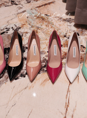 fanfanfant 性感CL85 高级黑色牛漆皮 工作鞋 8.5CM舒适高跟鞋