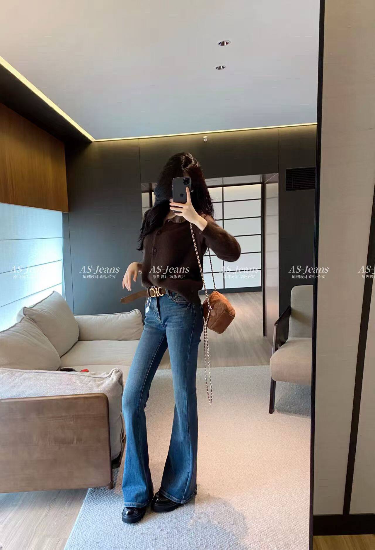欧洲站2025秋冬新款时尚简约弹力微喇牛仔裤女高腰修身显瘦喇叭裤