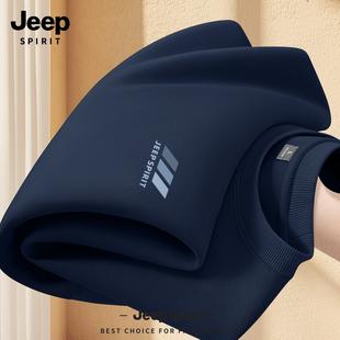 JEEP吉普卫衣男款大码宽松休闲圆领男士开春上衣无帽百搭长袖男