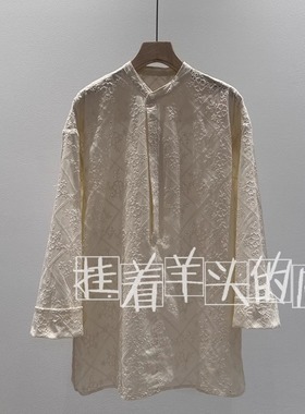 【羊家】Lerr*~质朴田园风古董绣花荡领长袖衬衫女