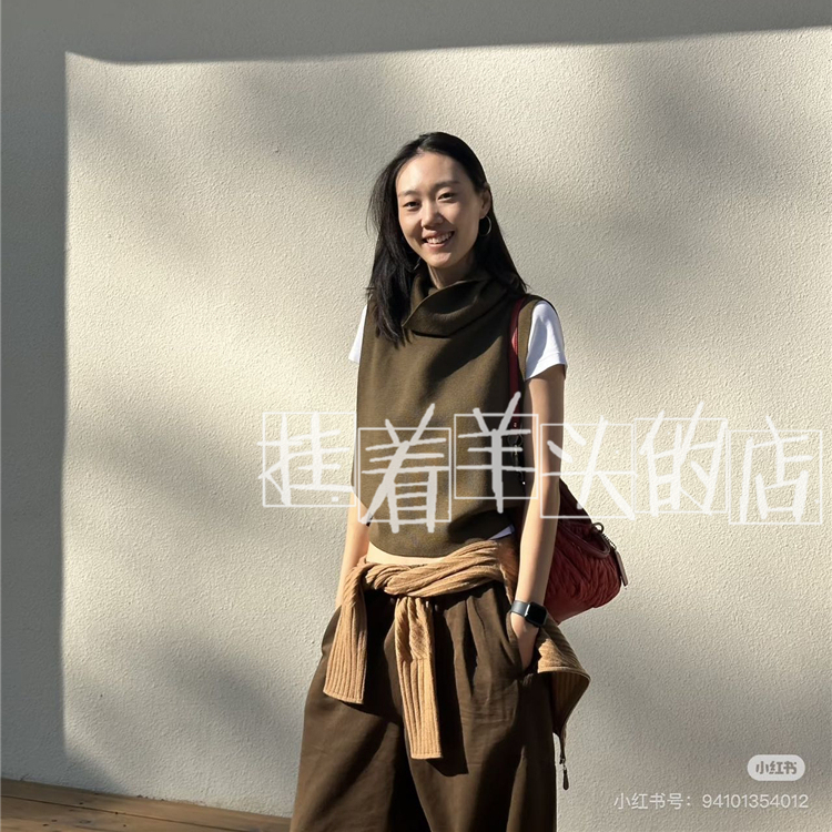 【羊家】叠穿神器！腔调感羊毛堆堆领针织马甲 女