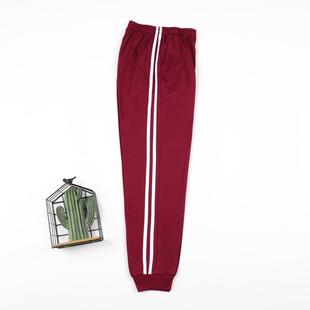 枣红色束口两条杠小学生校服裤子初高中生运动裤校裤