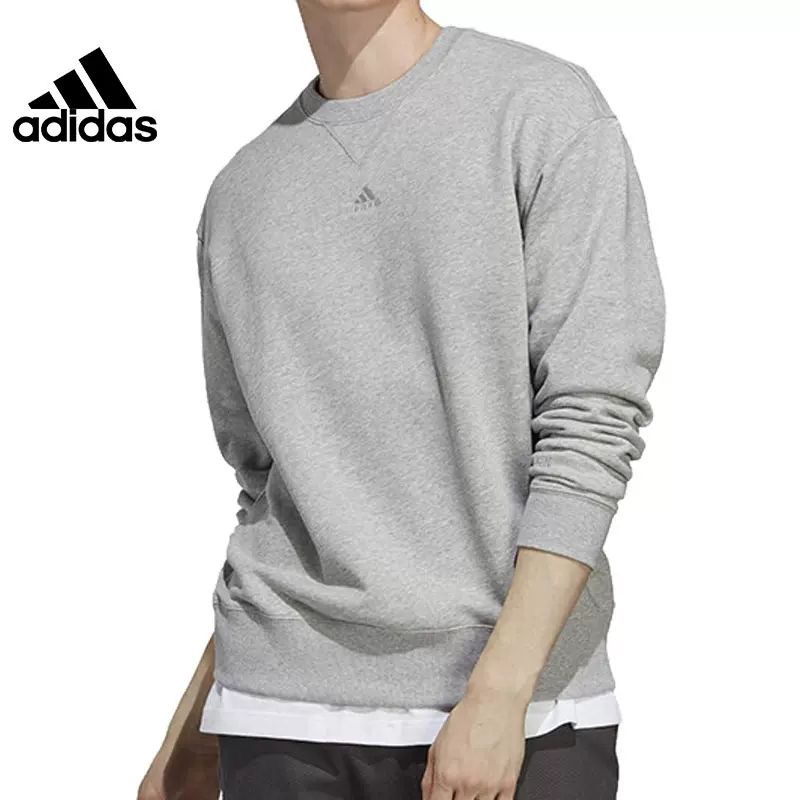 adidas 舒适百搭圆领宽松套头长袖卫衣男款 IC9806