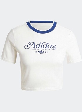 adidad 三叶草女士短袖T恤运动休闲针织短款圆领IX3532