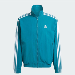 男款 夹克外套 IZ2415 舒适宽松复古立领条纹拉链设计长袖 Adidas