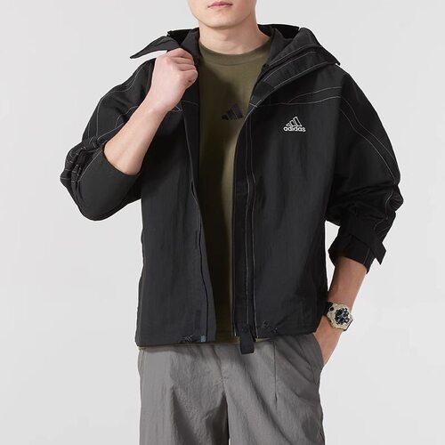 adidas 舒适休闲复古运动连帽长袖夹克外套男款JD5419