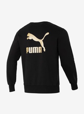 PUMA彪马 背面字母印花圆领长袖美式复古卫衣男女同款 625825-01
