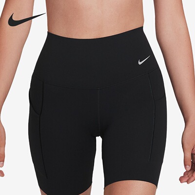 Nike Universa 纯色高腰紧身骑行运动短裤 女款 DQ5995-010