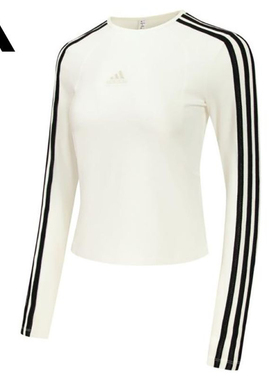 Adidas  3-STRIPES系列款运动条纹休闲长袖 FW24T恤女款 JW4643