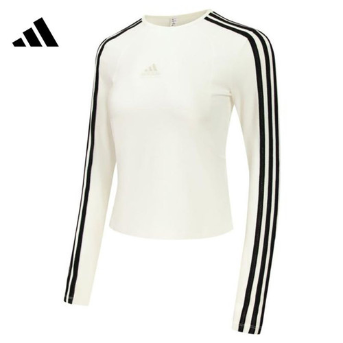 Adidas  3-STRIPES系列款运动条纹休闲长袖 FW24T恤女款 JW4643