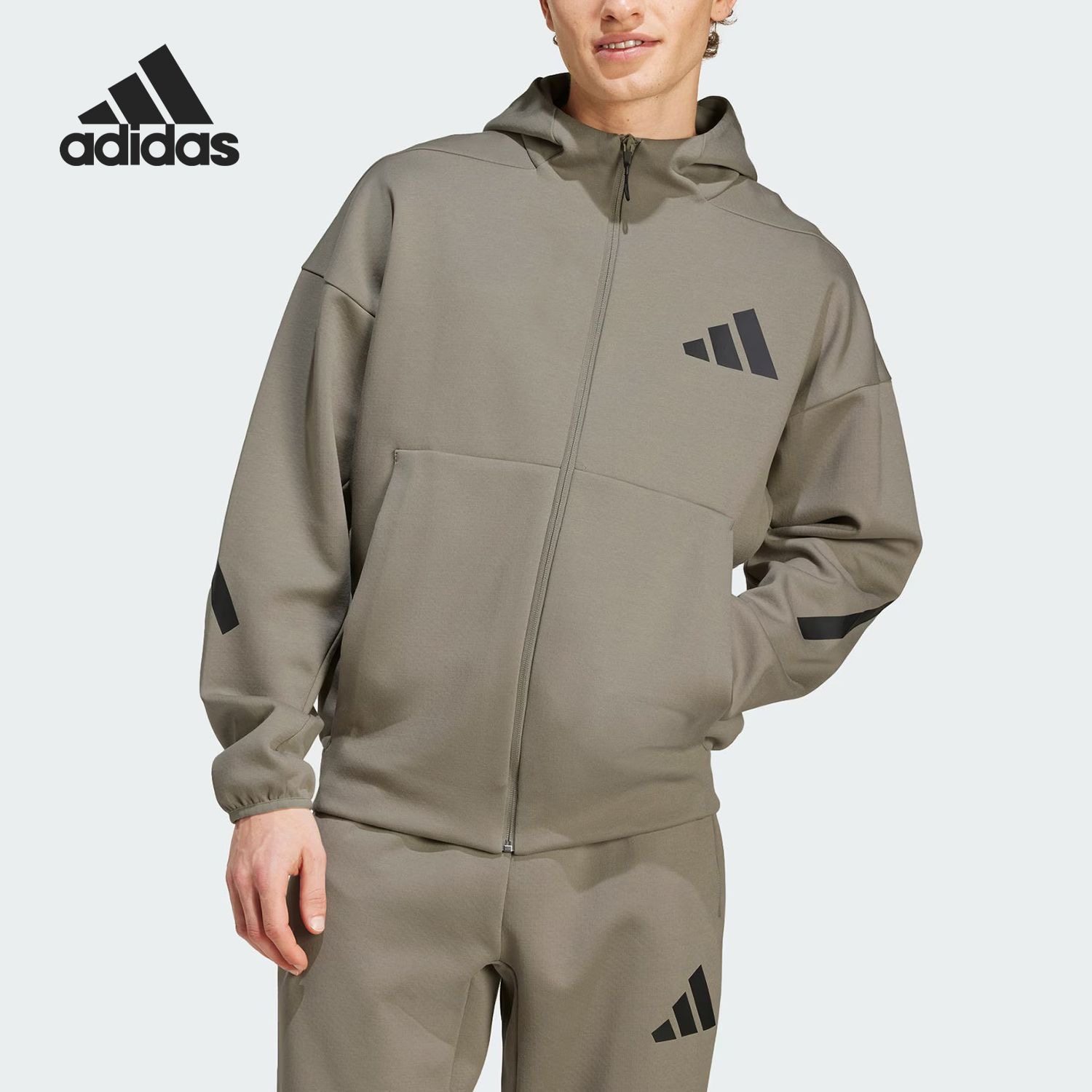 adidas 运动休闲舒适百搭连帽男子夹克外套 JD9600