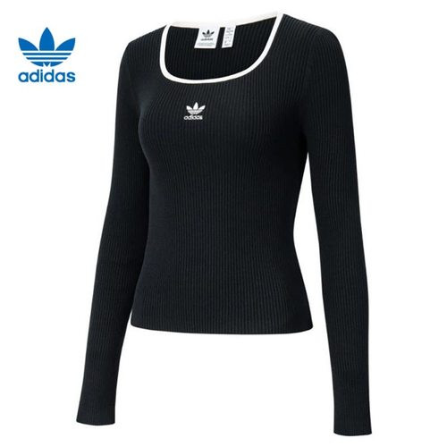 adidas originals 品牌logo修身方领长袖针织衫 女款 JM8052