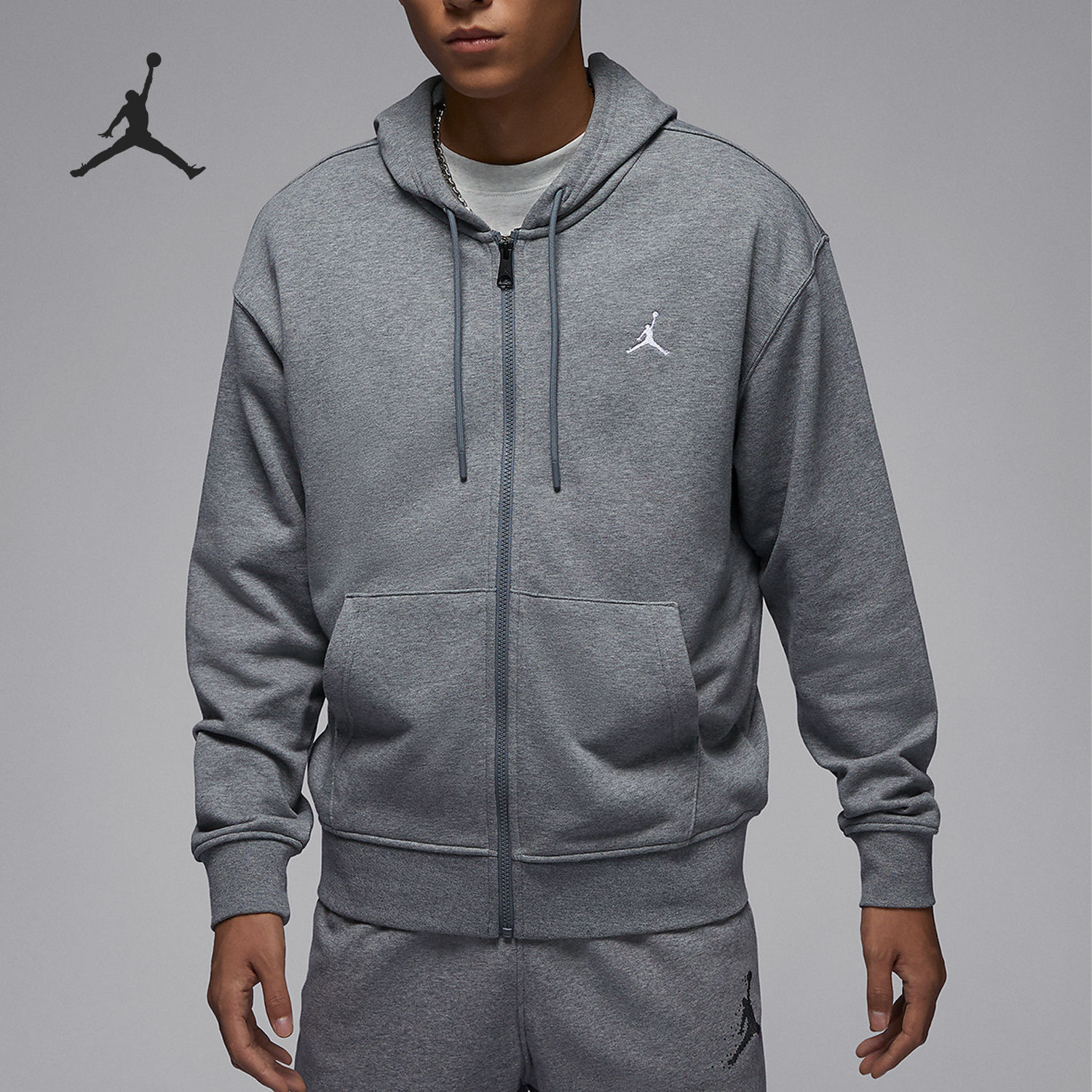 Jordan Essentials 纯色连帽拉链休闲长袖外套卫衣男款FQ1867-091