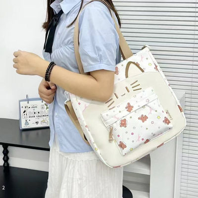 新款可爱卡通补课袋单肩包女学生大容量手提袋帆布包上课通勤包女