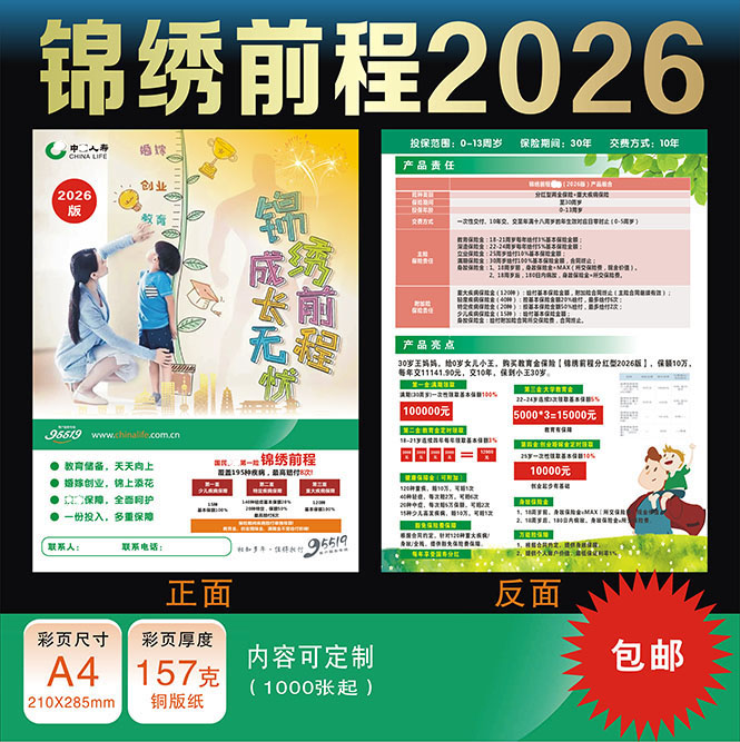 国寿锦绣前程订制包邮新款彩页