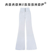 五粒扣微喇叭 2025新款 夏款 AOAOMISSSHOP 白色牛仔高腰长裤