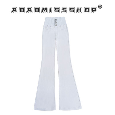 2025新款夏款白色牛仔高腰长裤