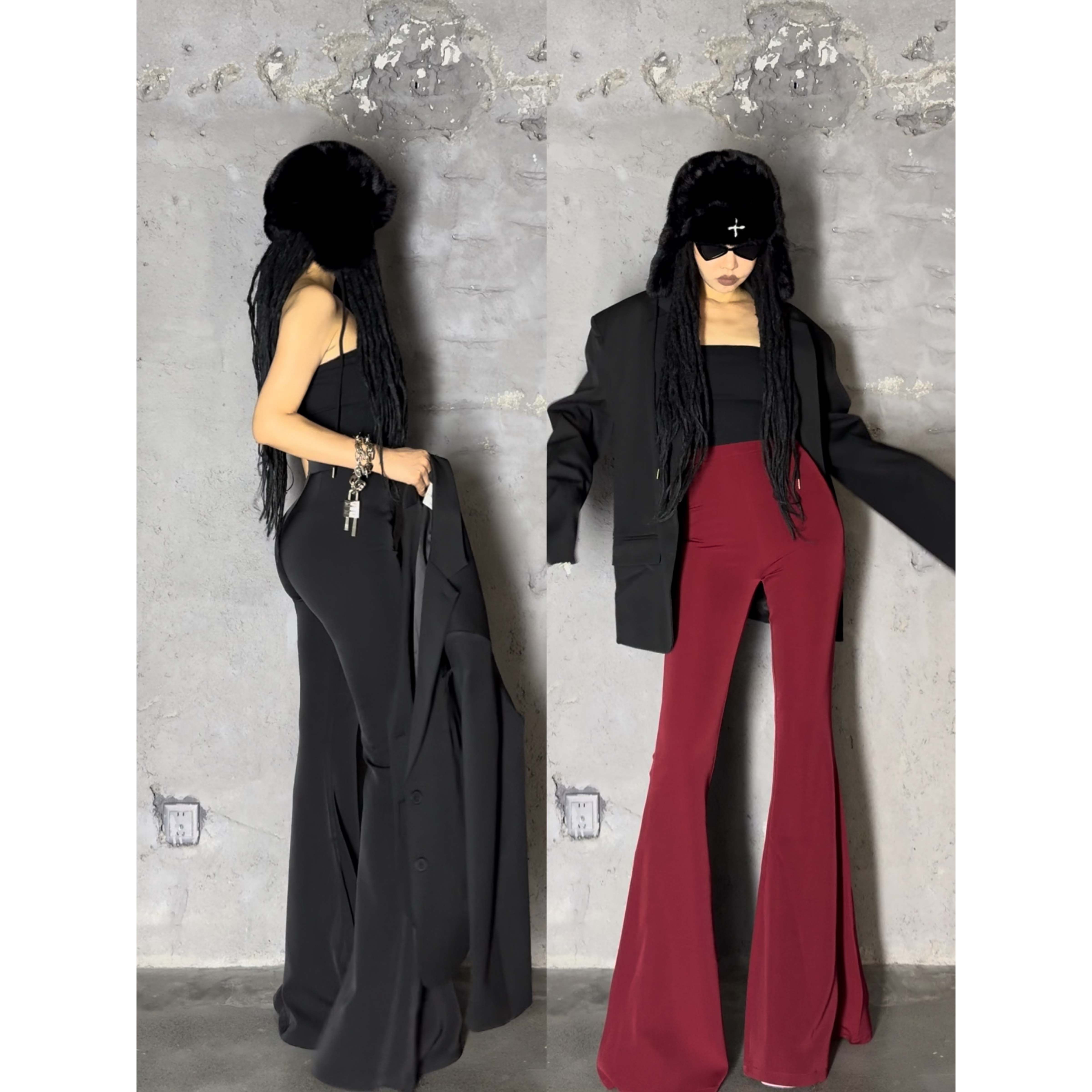 【不起球不挂丝】AOAOMISSSHOP鳌鳌家超级垂感西装喇叭裤高腰长裤