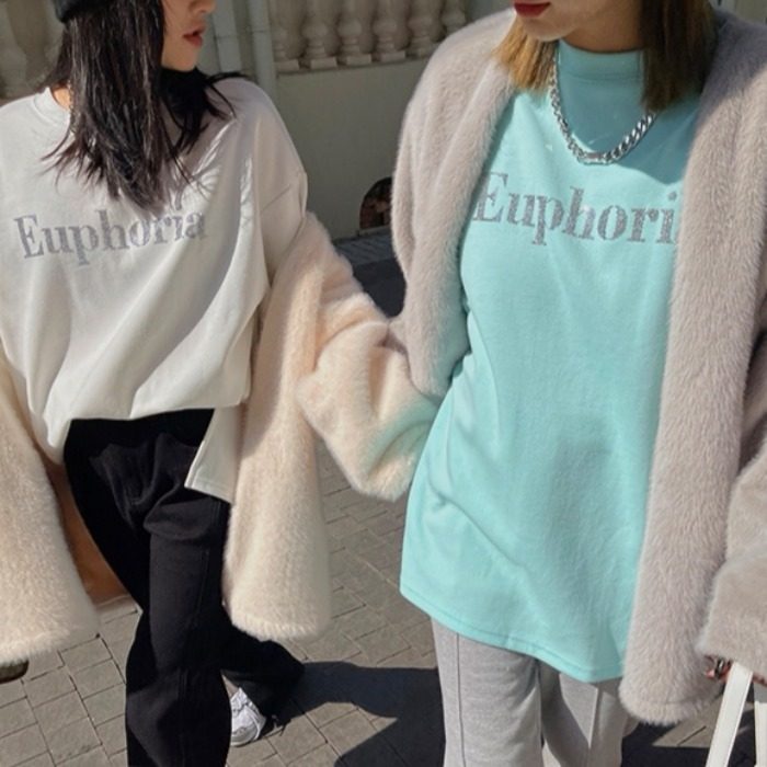 Korean women's spring Pullover lazy loose heavy industry ironing and grinding solid color short sleeve fashion