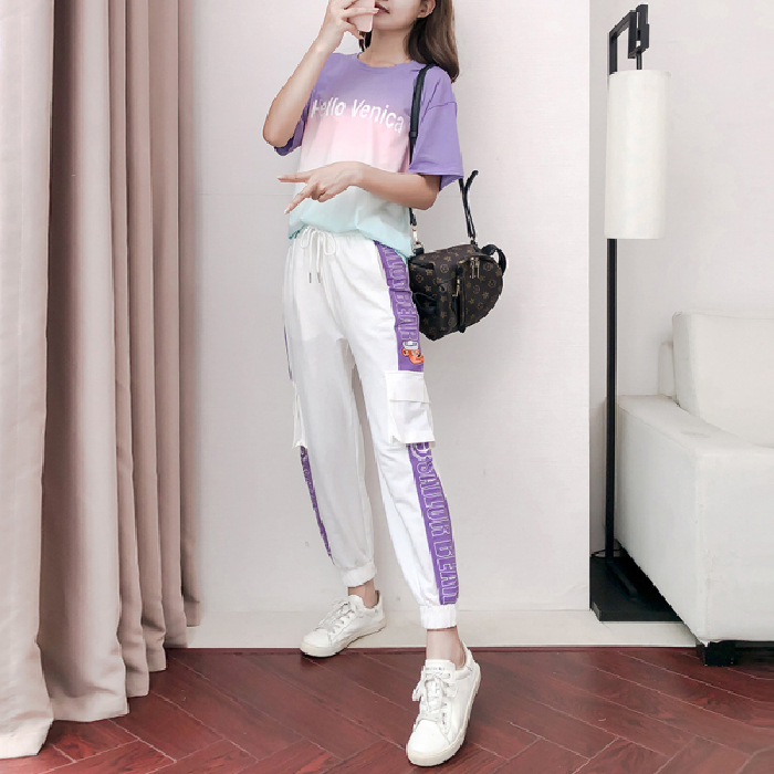 Summer new sportswear women's summer loose Korean large size fashion slim casual two piece set