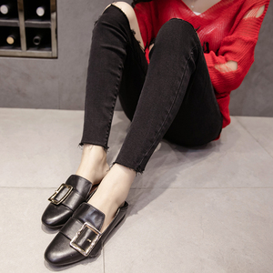 Korean high waist thin knee big hole elastic feet pencil pants pants slim jeans nine