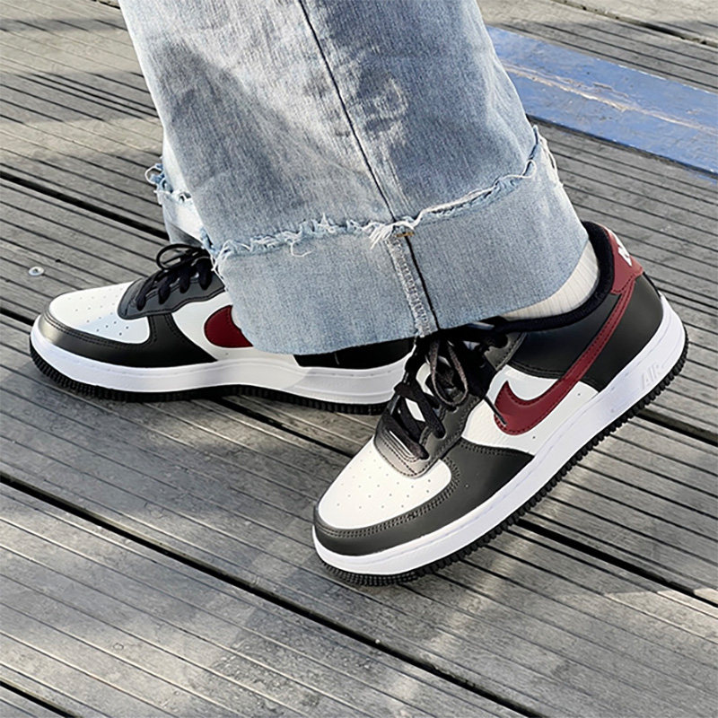 nike 耐克 air force 1 low 黑白熊猫酒红钩运动休闲鞋fz4351-001