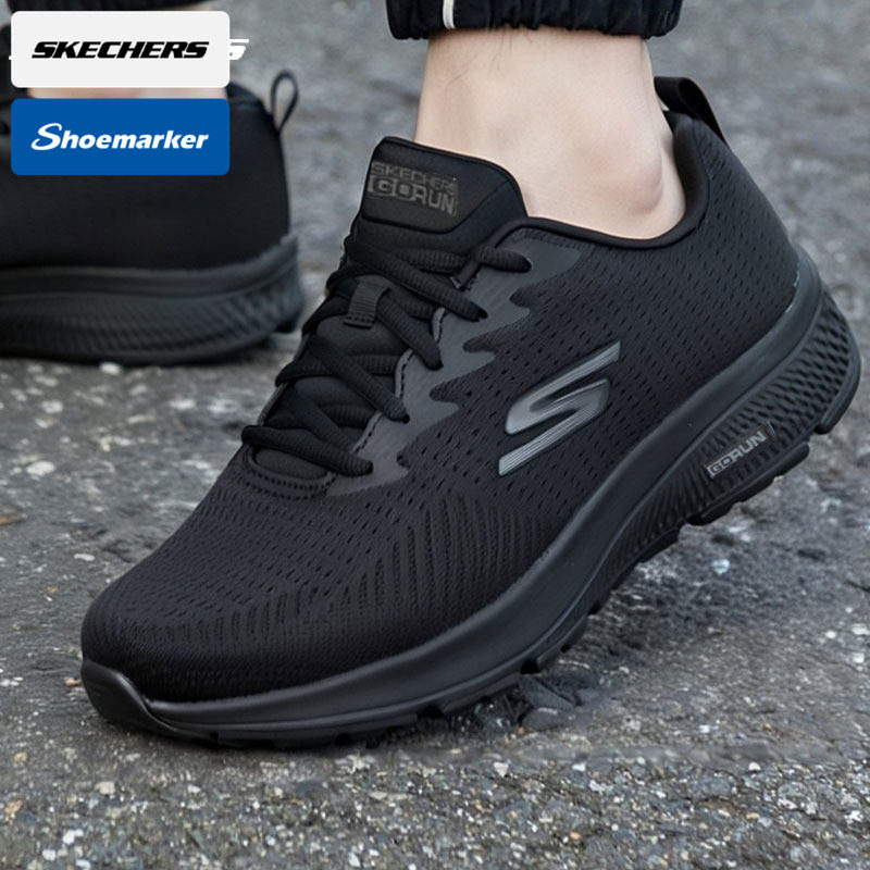 斯凯奇男鞋秋季款减震运动鞋软底老人休闲鞋透气跑步鞋黑色健步鞋