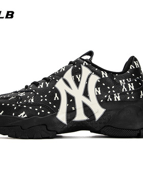 MLB官方NY厚底老爹鞋女鞋2025冬季新款黑色休闲鞋运动鞋3ASHMS13N